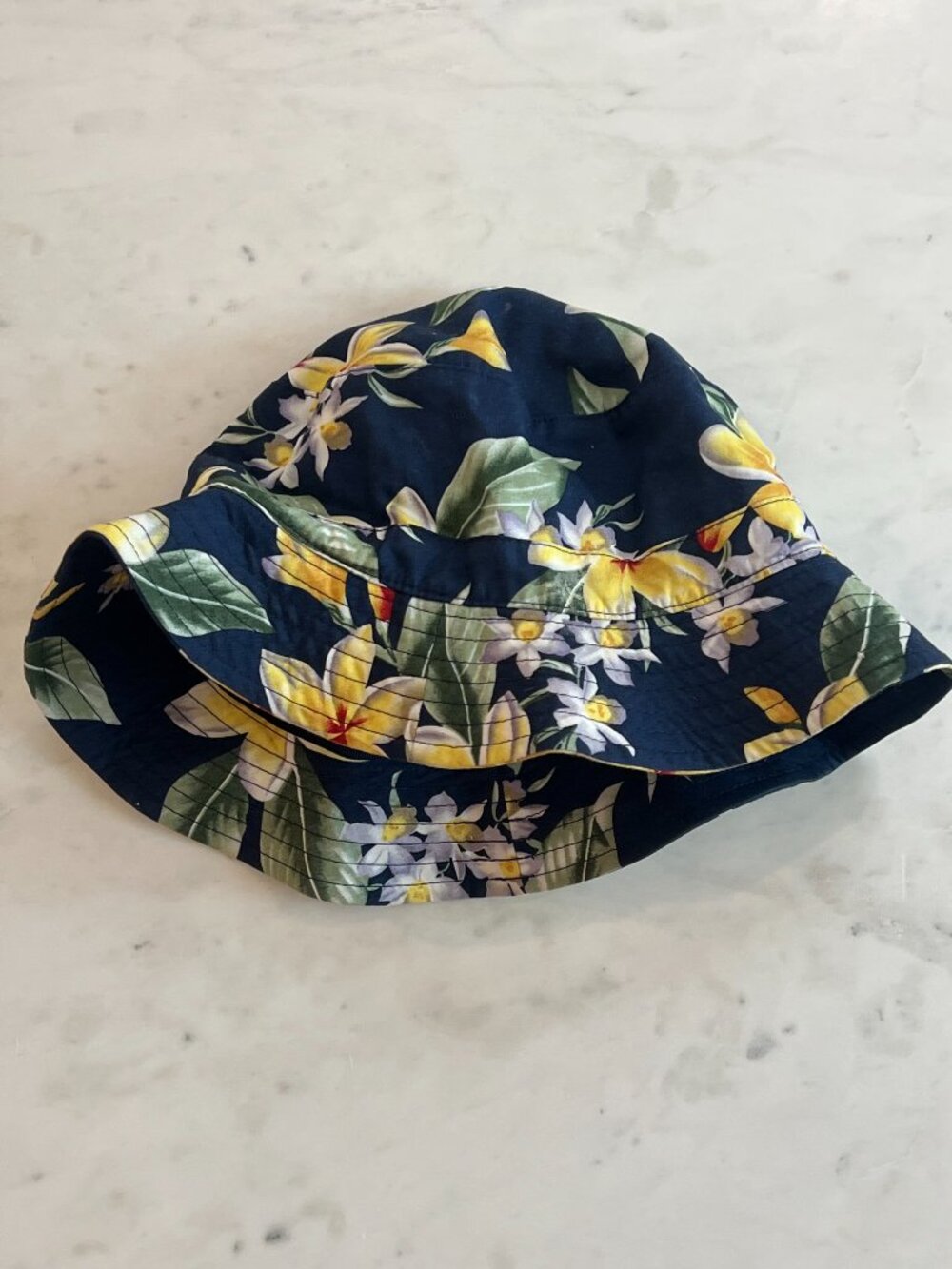 R13 Blue & Yellow Floral Patterned Hawaiian Bucket Hat